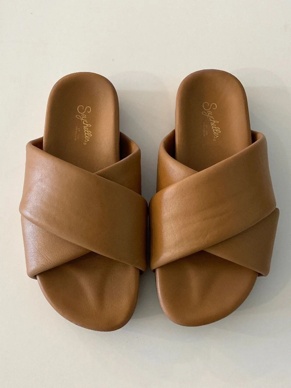 Seychelles  Heartfelt Leather Slide Sandal in Caramel Size 8